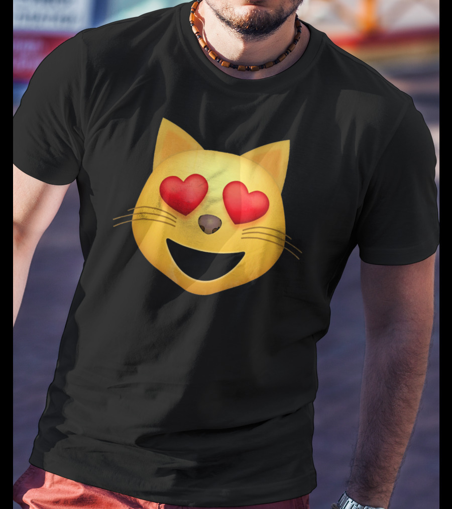 Smiling Cat Face With Heart Eyes Emoji T-Shirt