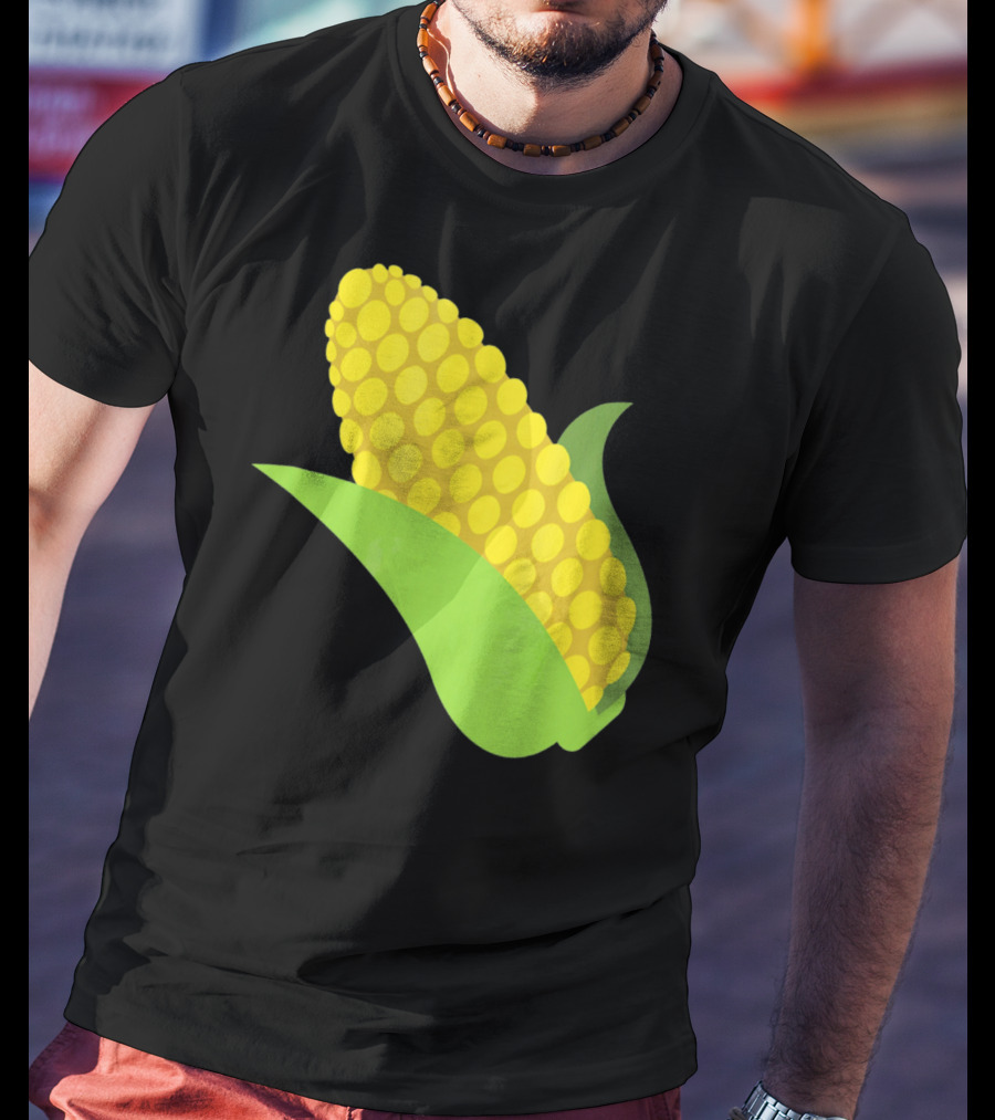 Emoji Corn On The Cob Yellow Kernels Green Husk T-Shirt
