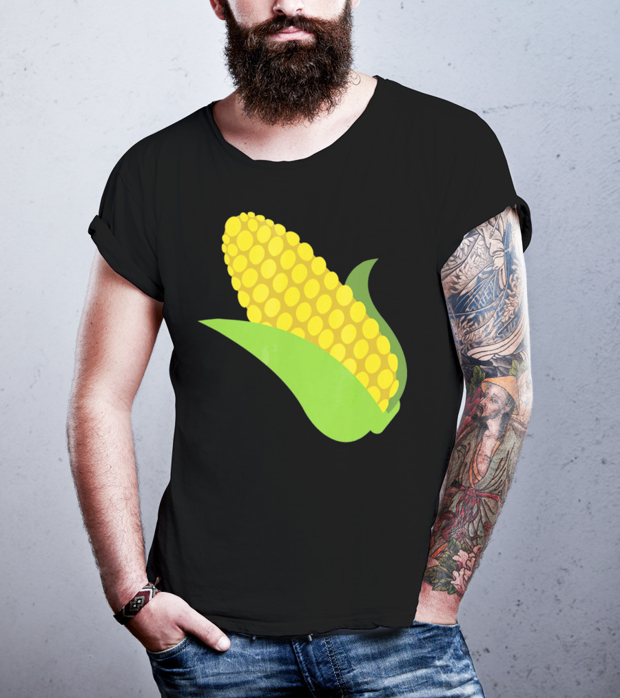 Emoji Corn On The Cob Yellow Kernels Green Husk T-Shirt