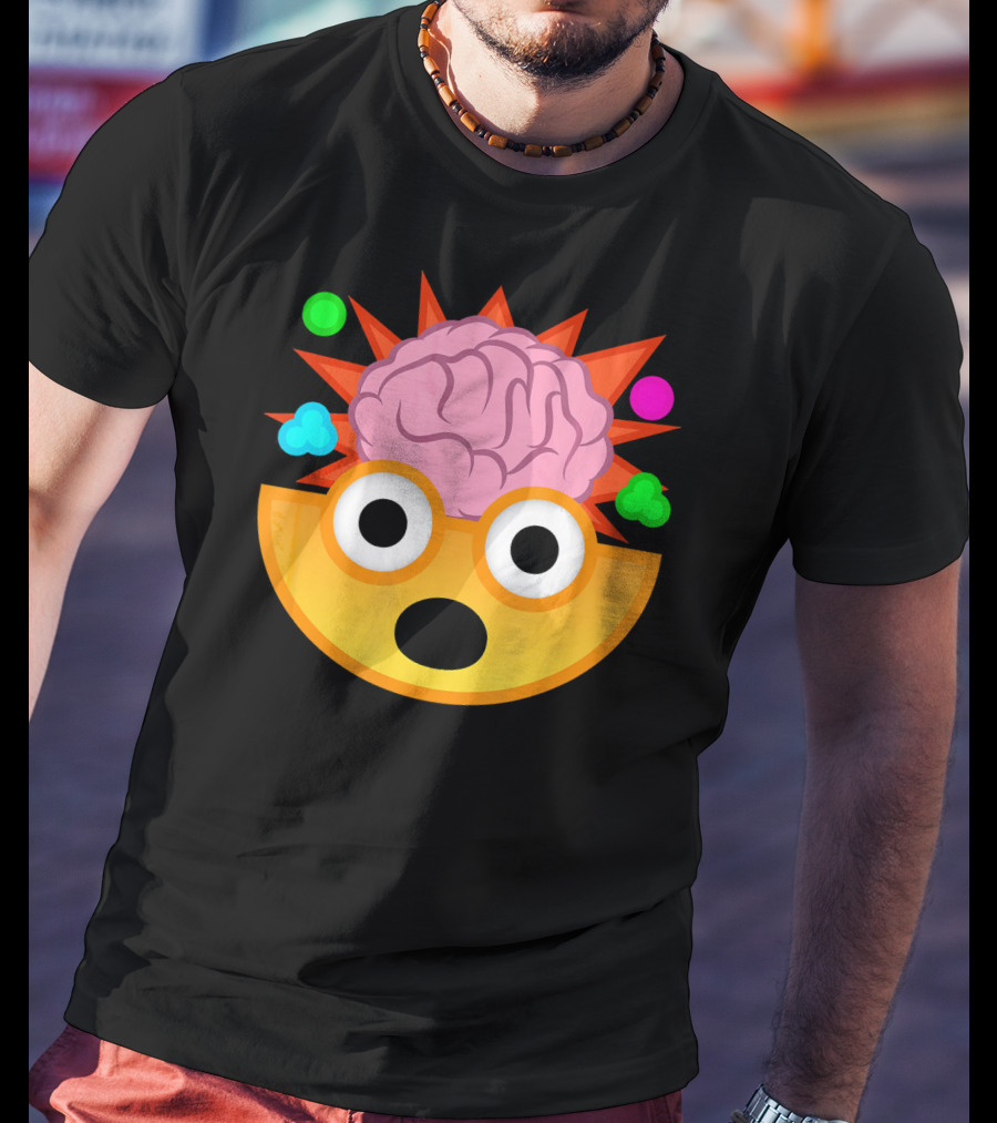 Mind Blown Face Emoji Exploding Brain With Glasses T-Shirt