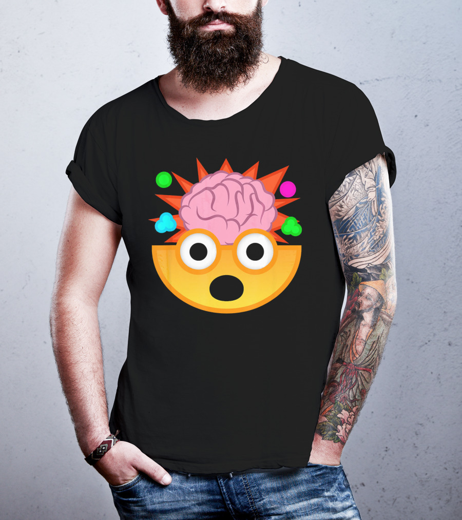 Mind Blown Face Emoji Exploding Brain With Glasses T-Shirt