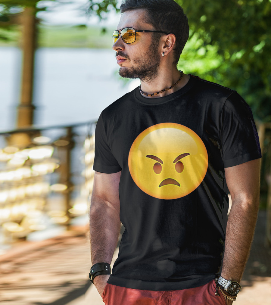 Emoji Angry Face Emoticon Mad Grumpy Upset T-Shirt