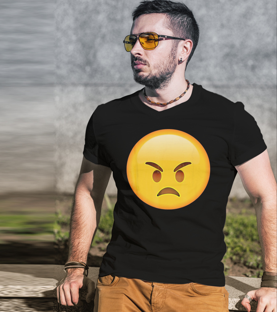 Emoji Angry Face Emoticon Mad Grumpy Upset T-Shirt