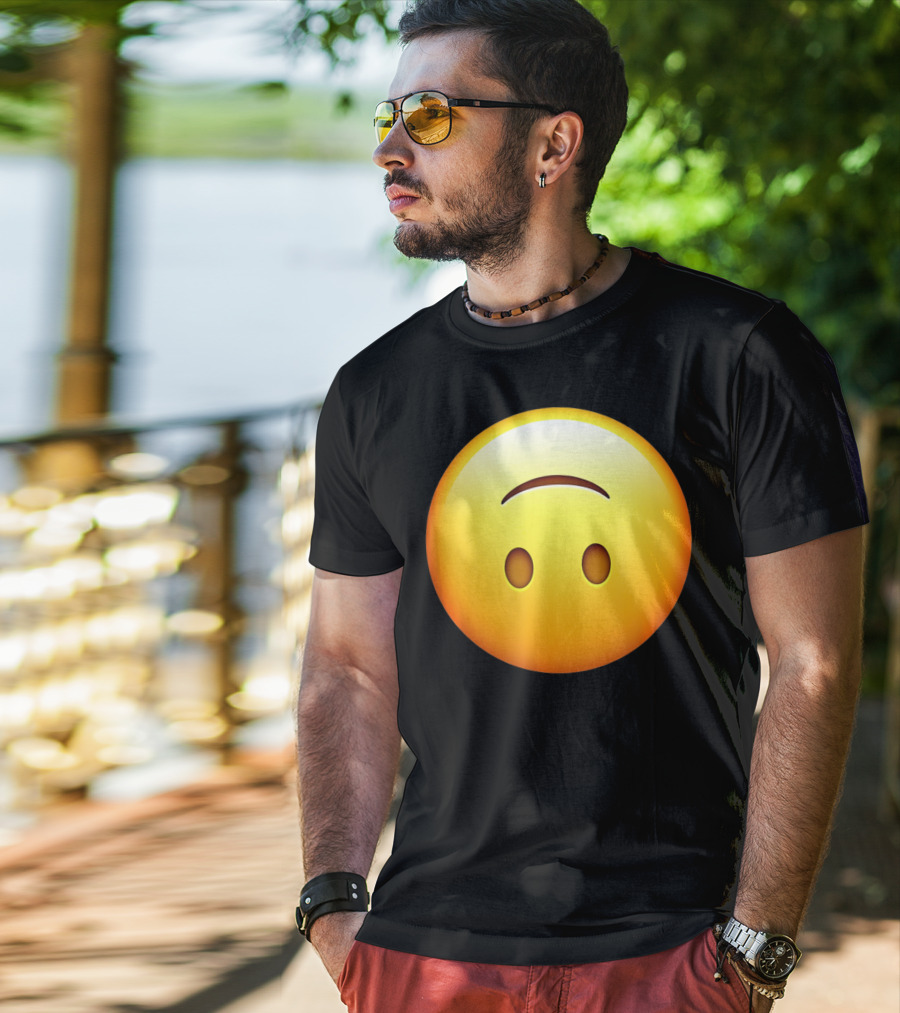 Silly Upside Down Emoji Face T-Shirt