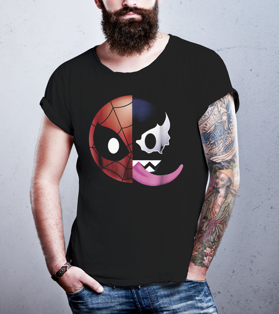 Marvel Spider Man Venom Split Face Emoji T-Shirt