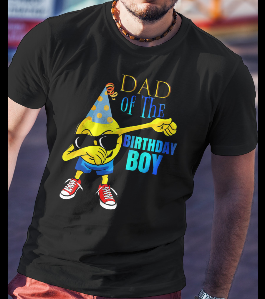 Dad Of The Birthday Boy Cool Dancing Dabbing Emoji T-Shirt