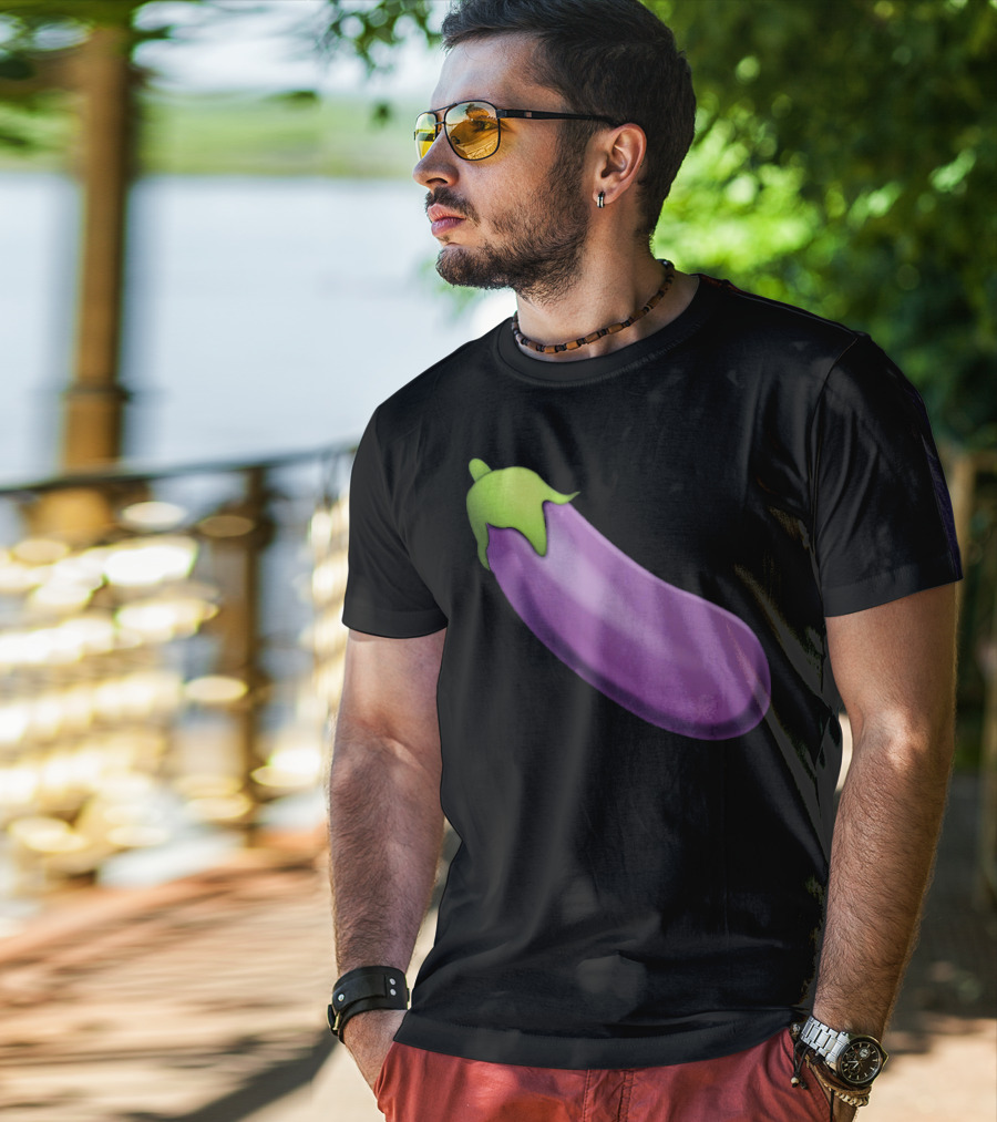 EmojiTees Bold Eggplant Emoji Weiner T-Shirt