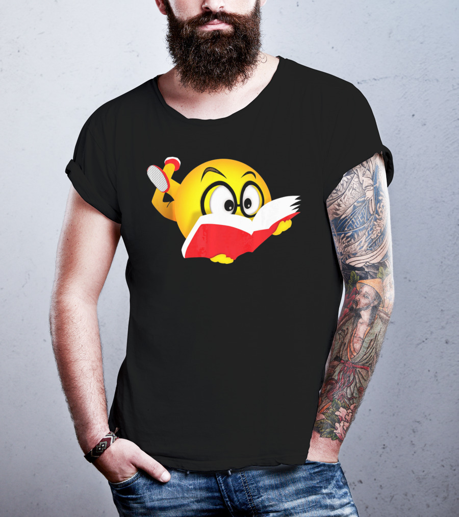 Nerdy Reading Emoji Glasses Book T-Shirt