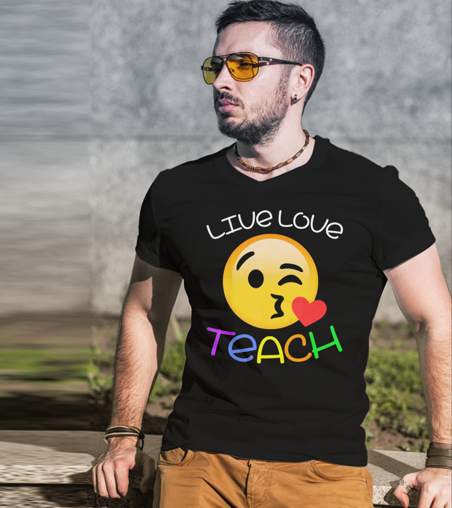 LIVE Love Teach Emoji Hearts T-Shirt