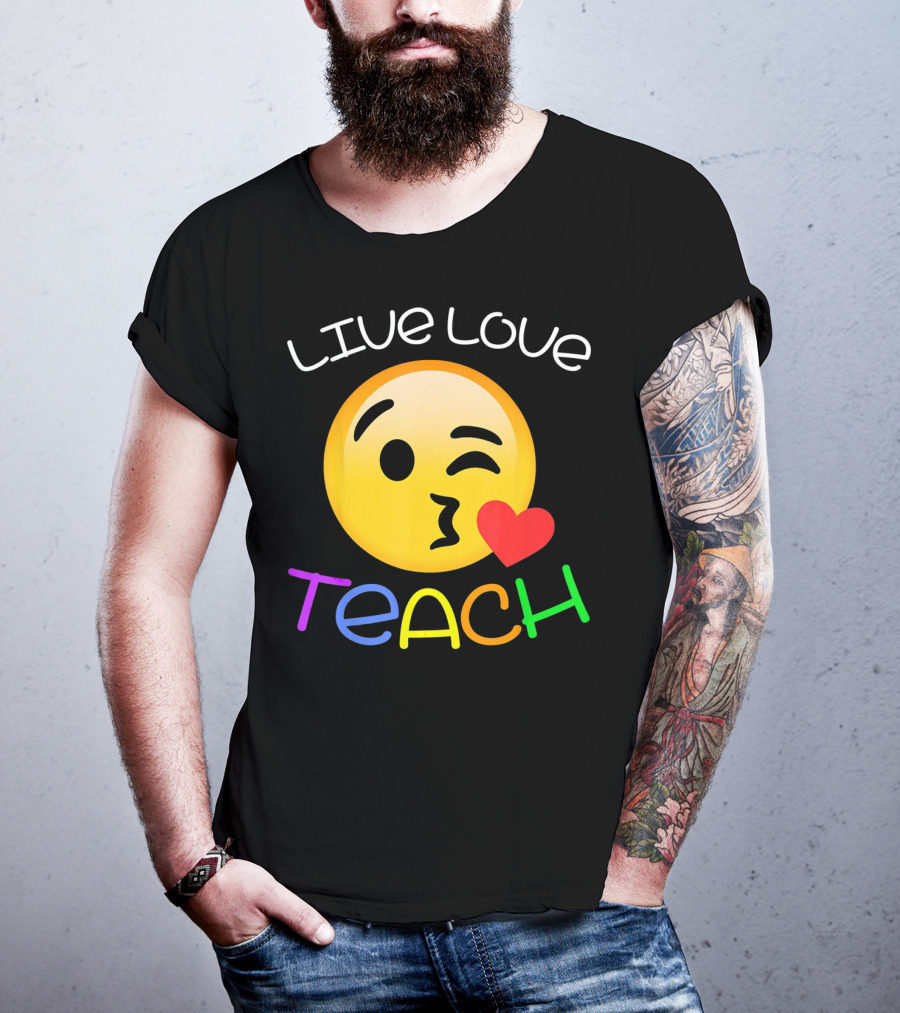 LIVE Love Teach Emoji Hearts T-Shirt