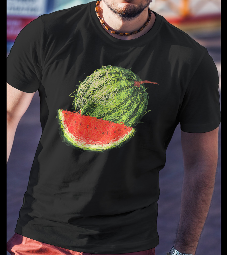 Huge Watermelon Fruit Sketch T-Shirt