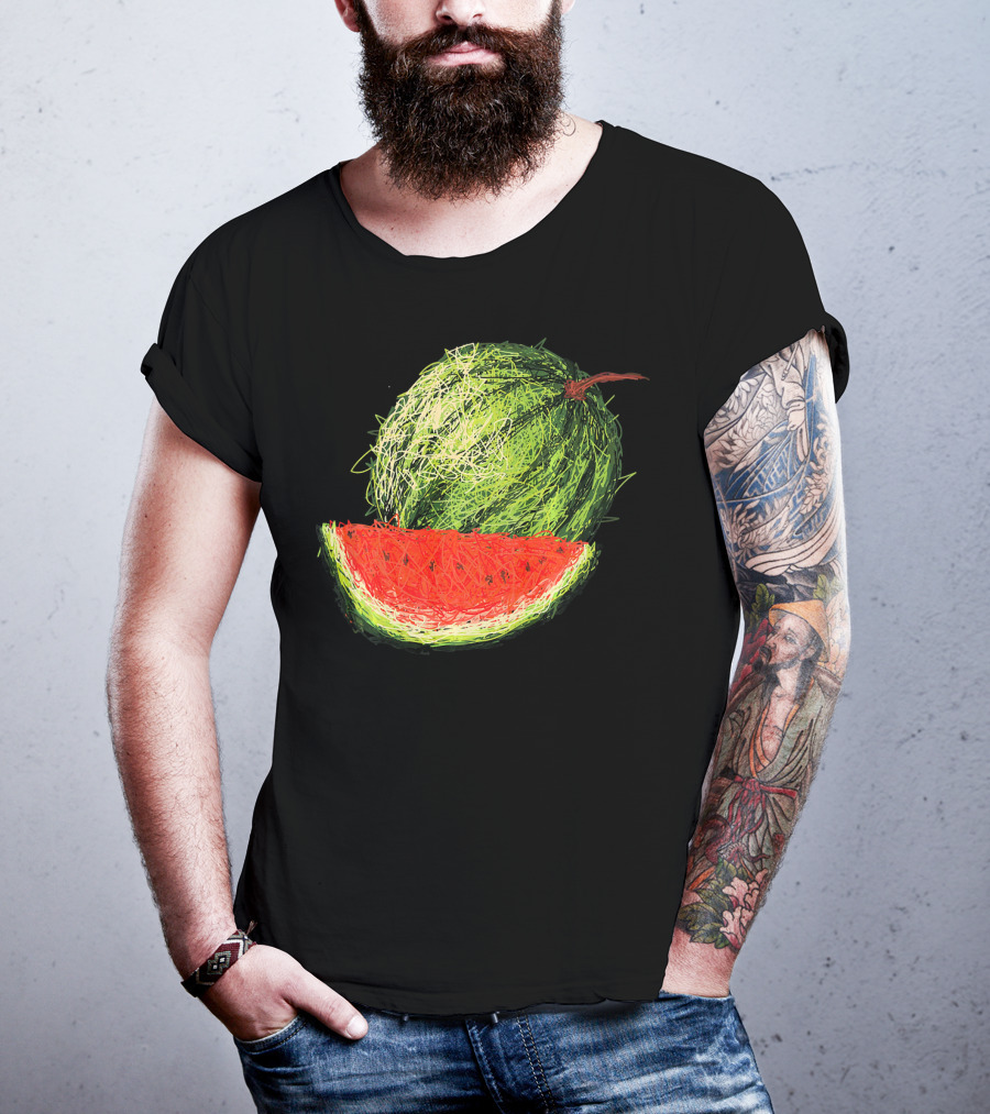 Huge Watermelon Fruit Sketch T-Shirt