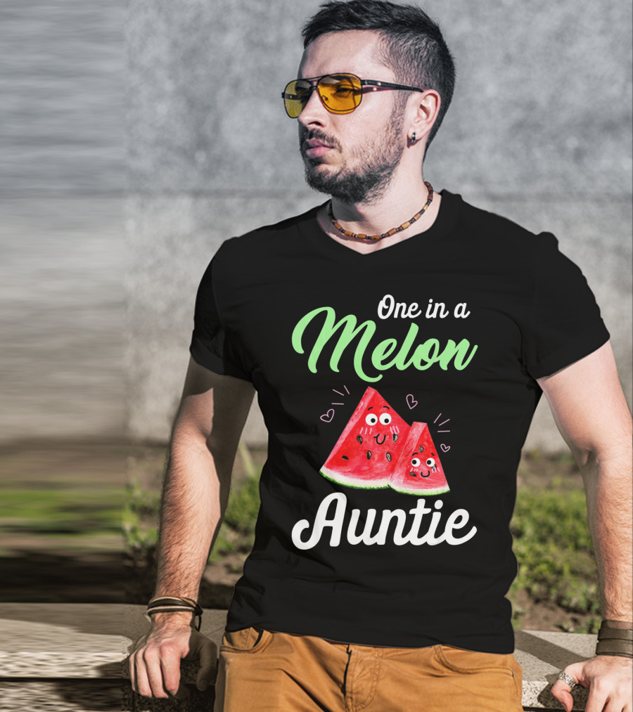 One In A Melon Auntie Cute Watermelon T-Shirt