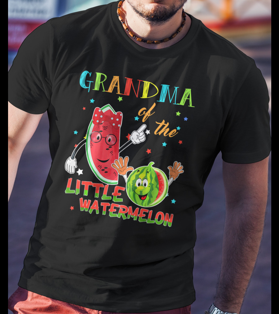 Grandma Of The Little Watermelon Funny Matching Birthday T-Shirt