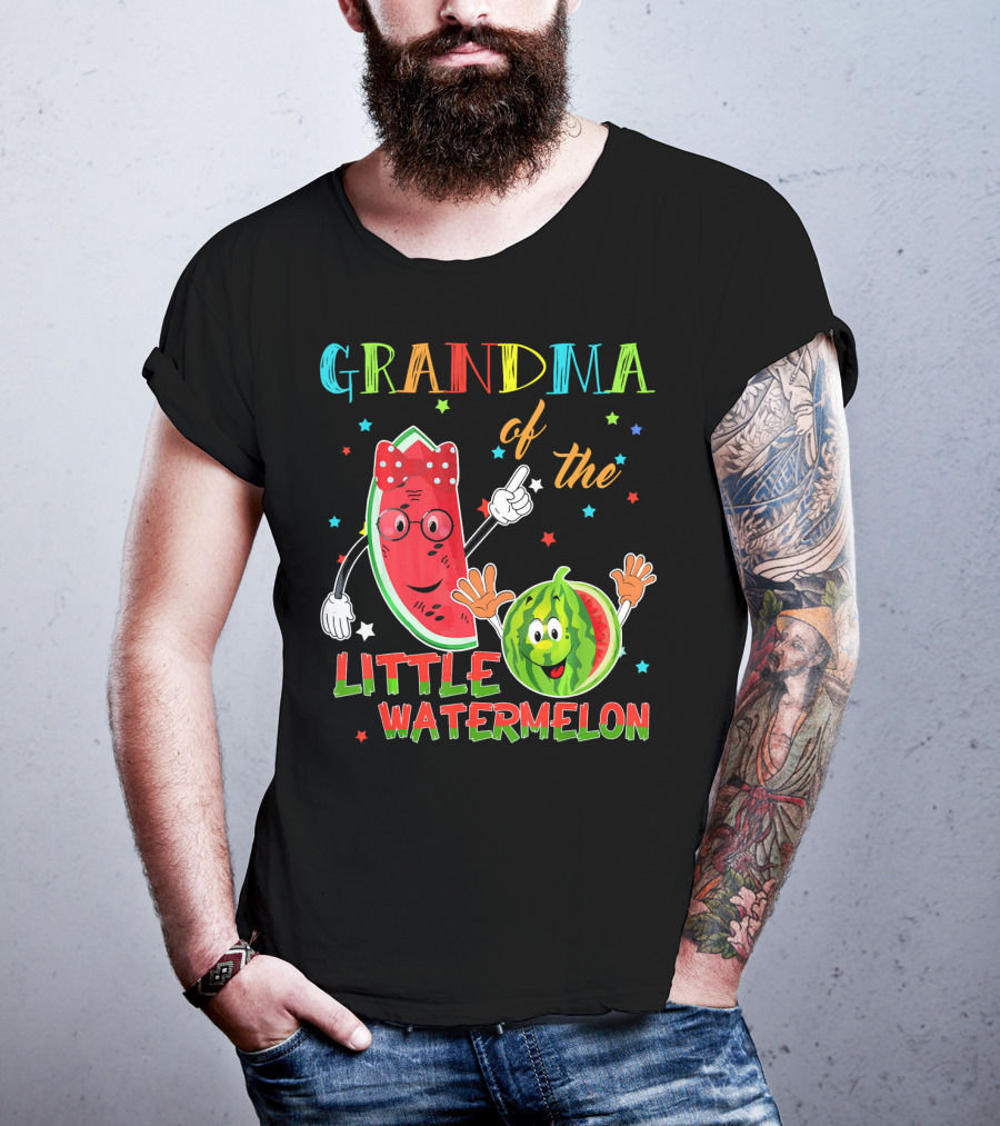Grandma Of The Little Watermelon Funny Matching Birthday T-Shirt