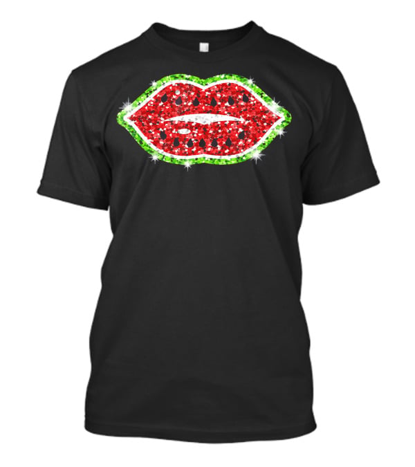 Watermelon Glitter Lips For Women And Girls T-Shirt
