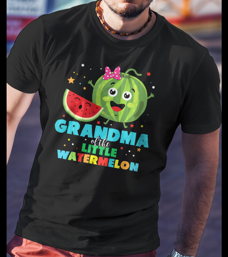 Grandma Of The Little Watermelon With Cute Cartoon Watermelon And Stars T-Shirt