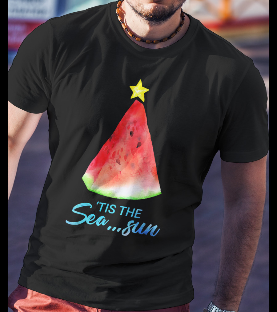 'Tis The Sea Sun Watermelon Christmas Tree T-Shirt