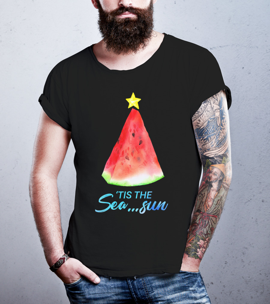 'Tis The Sea Sun Watermelon Christmas Tree T-Shirt