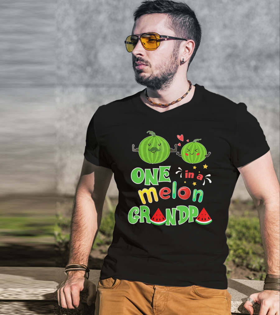 One In A Melon Grandpa Watermelon Summer Tropic T-Shirt