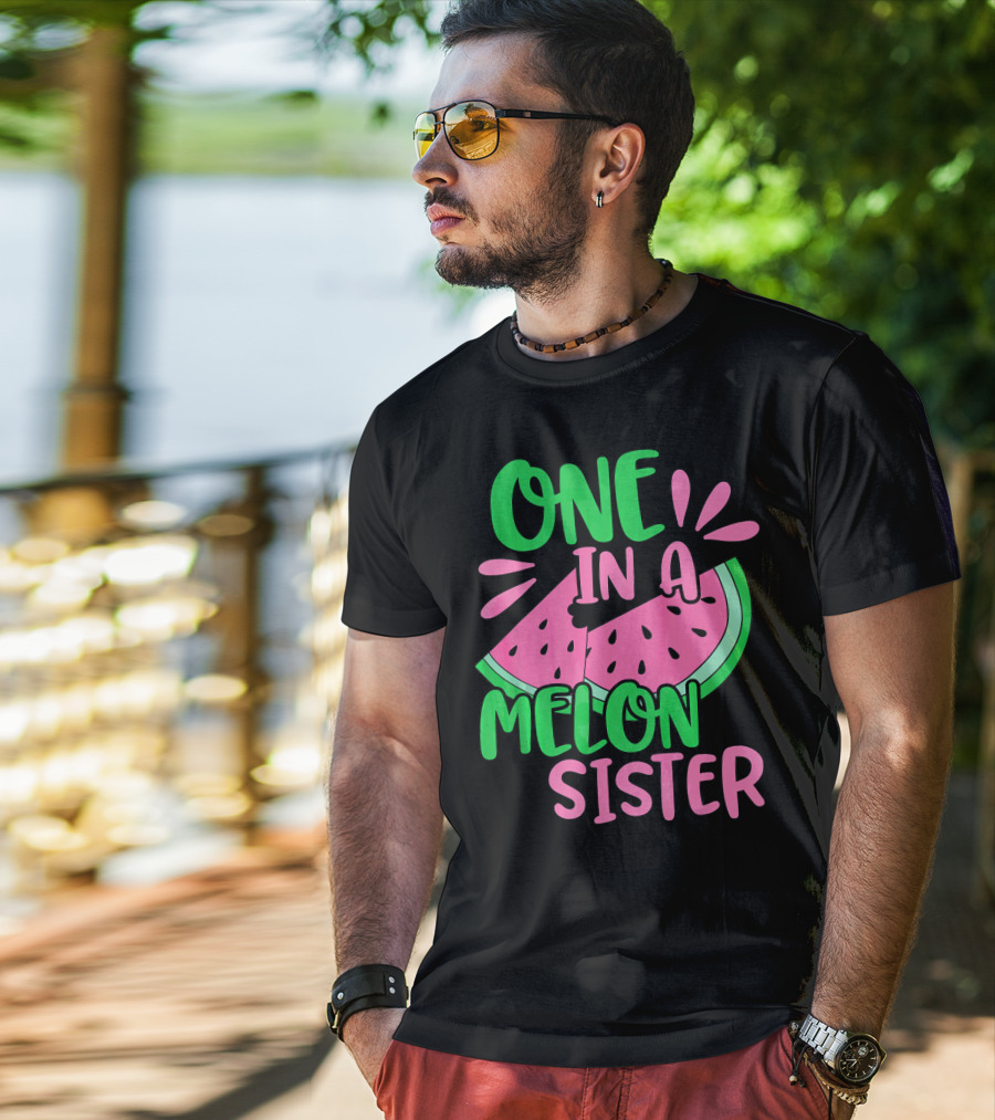 One In A Melon Sister Cute Pink Watermelon T-Shirt
