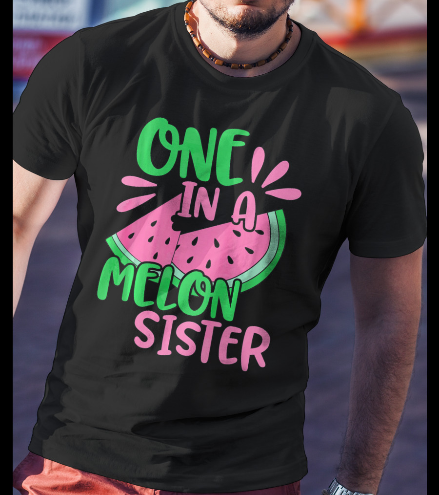 One In A Melon Sister Cute Pink Watermelon T-Shirt