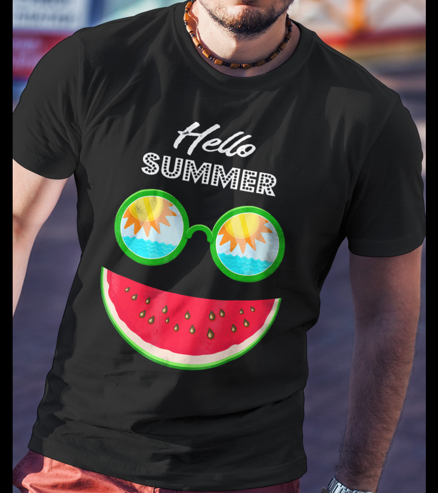 Hello Summer Watermelon Smile Sunglasses T-Shirt