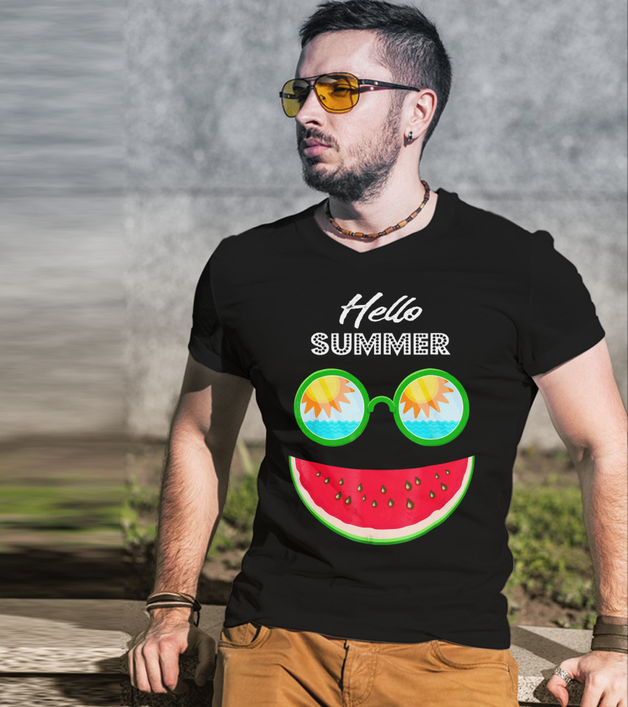 Hello Summer Watermelon Smile Sunglasses T-Shirt