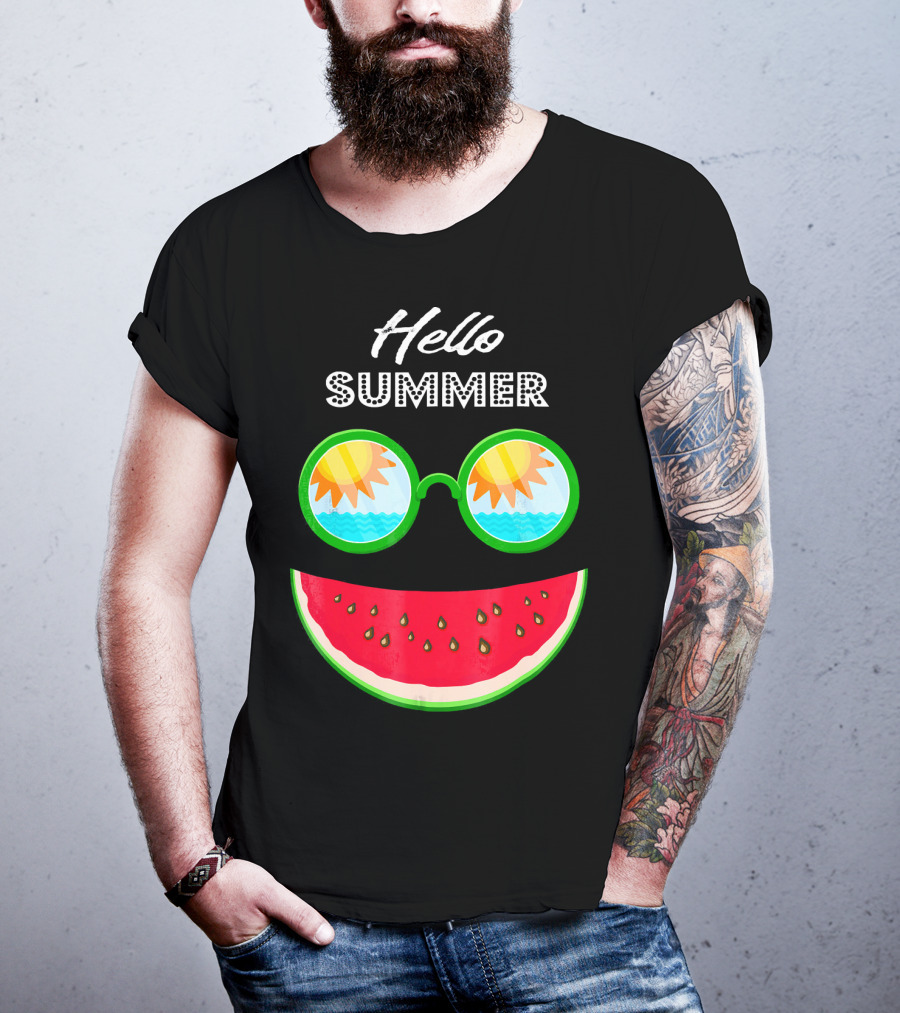Hello Summer Watermelon Smile Sunglasses T-Shirt