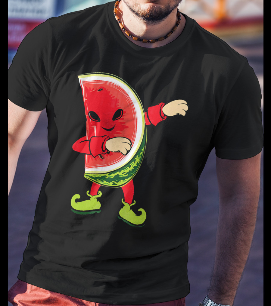 Funny Dabbing Watermelon Dab Character With Green Shoes T-Shirt