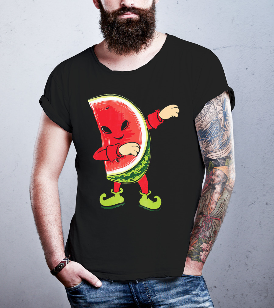 Funny Dabbing Watermelon Dab Character With Green Shoes T-Shirt