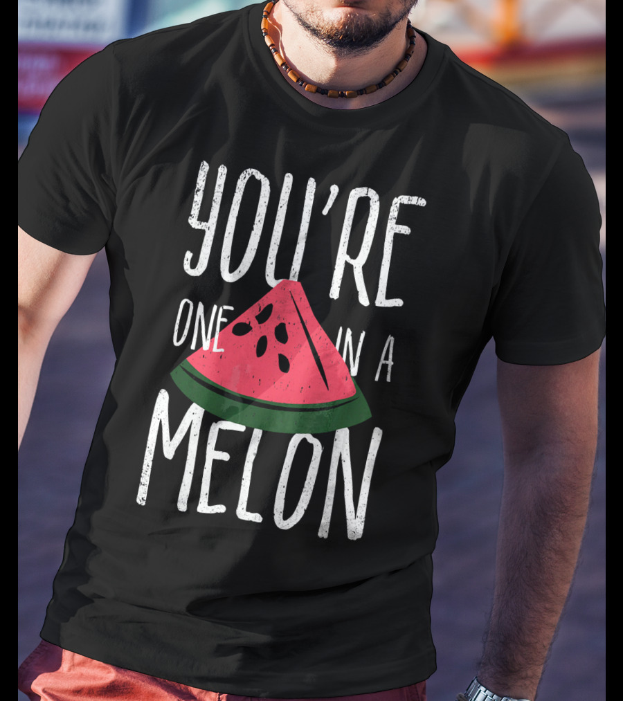 You're One In A Melon Watermelon Slice Fun Playful Pun T-Shirt
