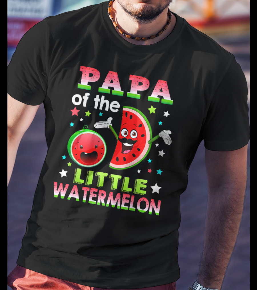 Papa Of The Little Watermelon Fun Matching Birthday T-Shirt