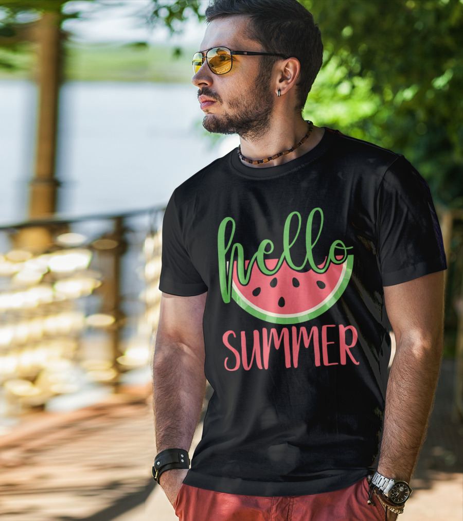 Hello Summer Watermelon Funny Melon Fruit T-Shirt
