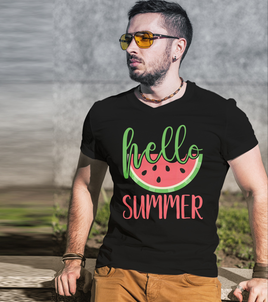 Hello Summer Watermelon Funny Melon Fruit T-Shirt