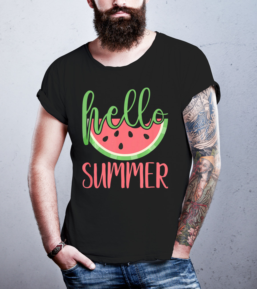 Hello Summer Watermelon Funny Melon Fruit T-Shirt