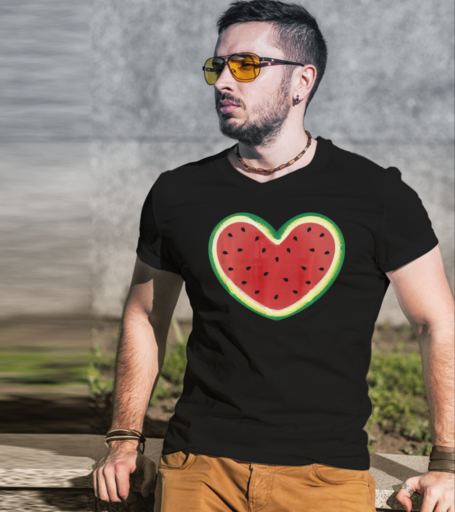 Watermelon Heart Summer Picnic I Love T-Shirt