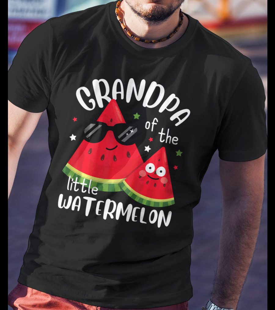 Grandpa Of The Little Watermelon With Sunglasses And Smiling Faces T-Shirt