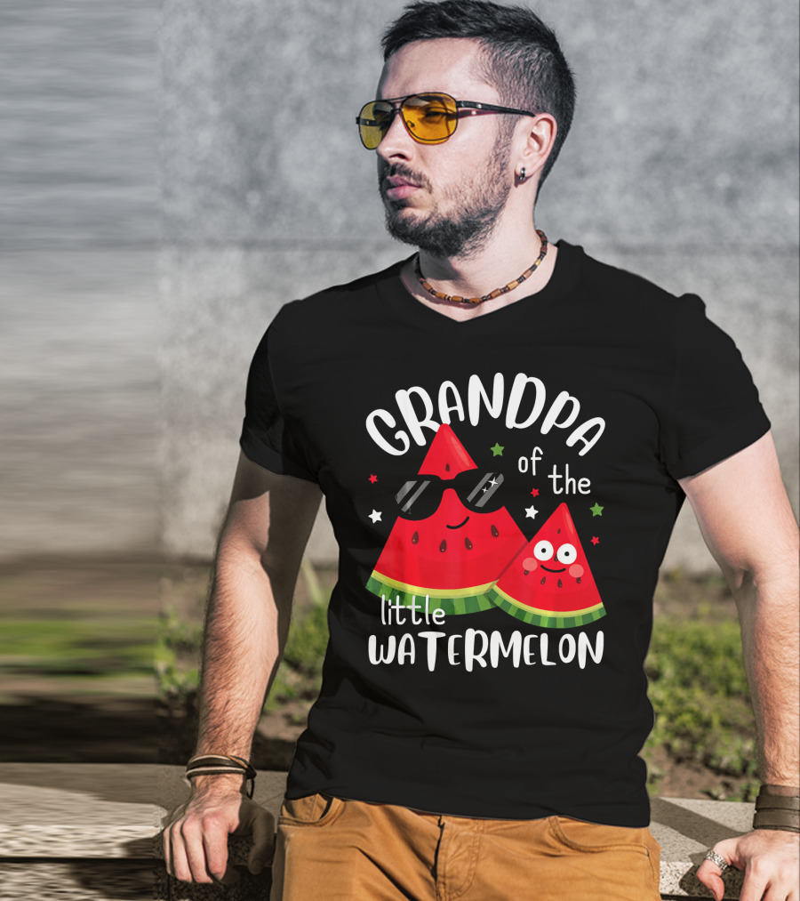 Grandpa Of The Little Watermelon With Sunglasses And Smiling Faces T-Shirt