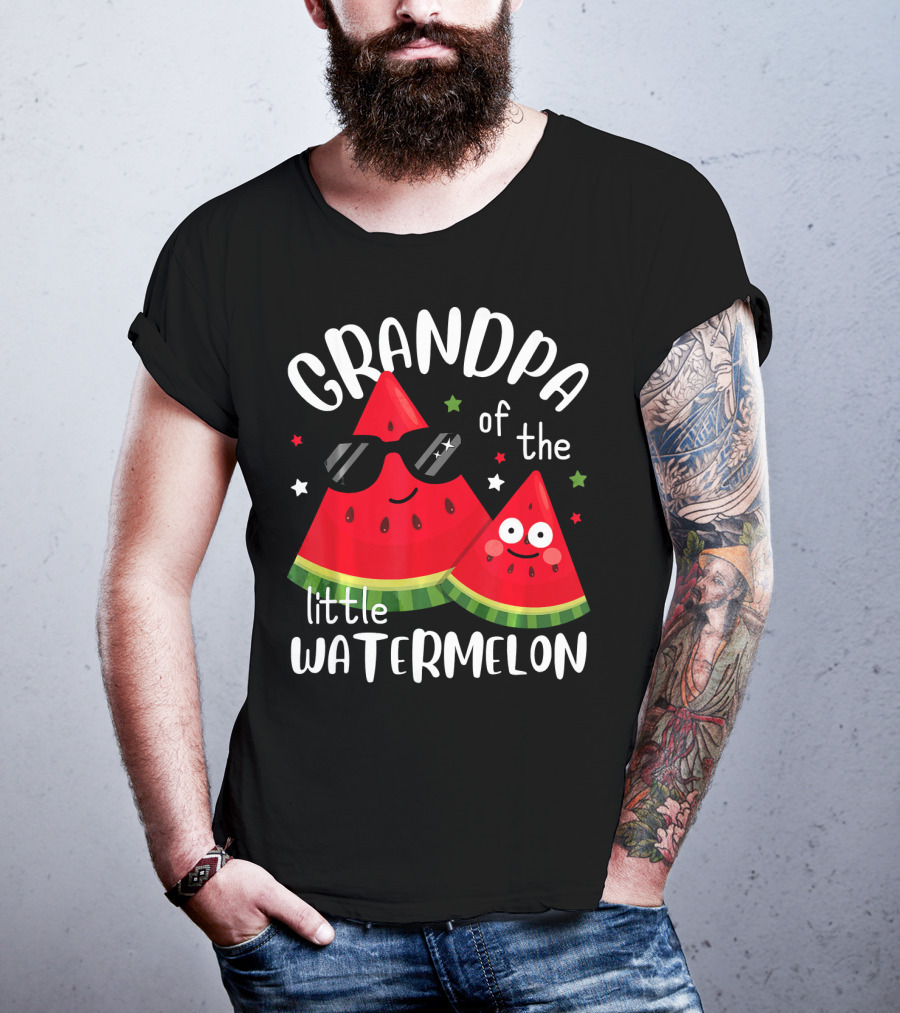 Grandpa Of The Little Watermelon With Sunglasses And Smiling Faces T-Shirt