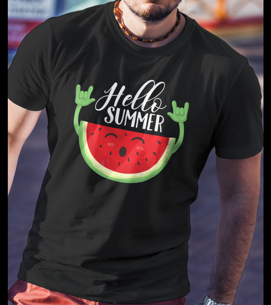 Hello Summer Watermelon Rock And Roll Mood T-Shirt