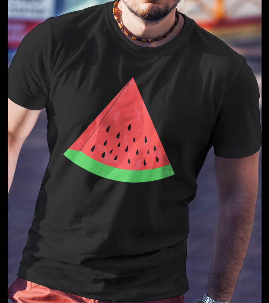 Red Watermelon Fruit Slice Summer Vacation T-Shirt