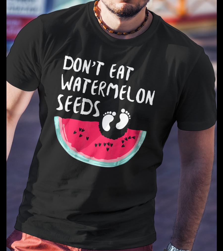 Don't Eat Watermelon Seeds Baby Announcement Footprints T-Shirt