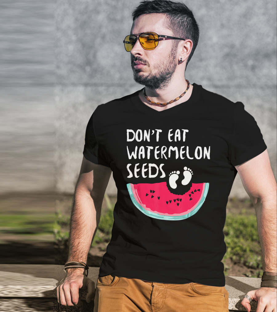 Don't Eat Watermelon Seeds Baby Announcement Footprints T-Shirt