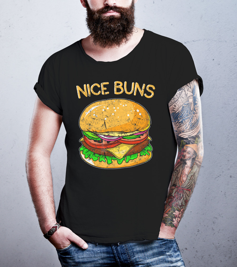 Nice Buns Funny Burger Distressed Hamburger T-Shirt