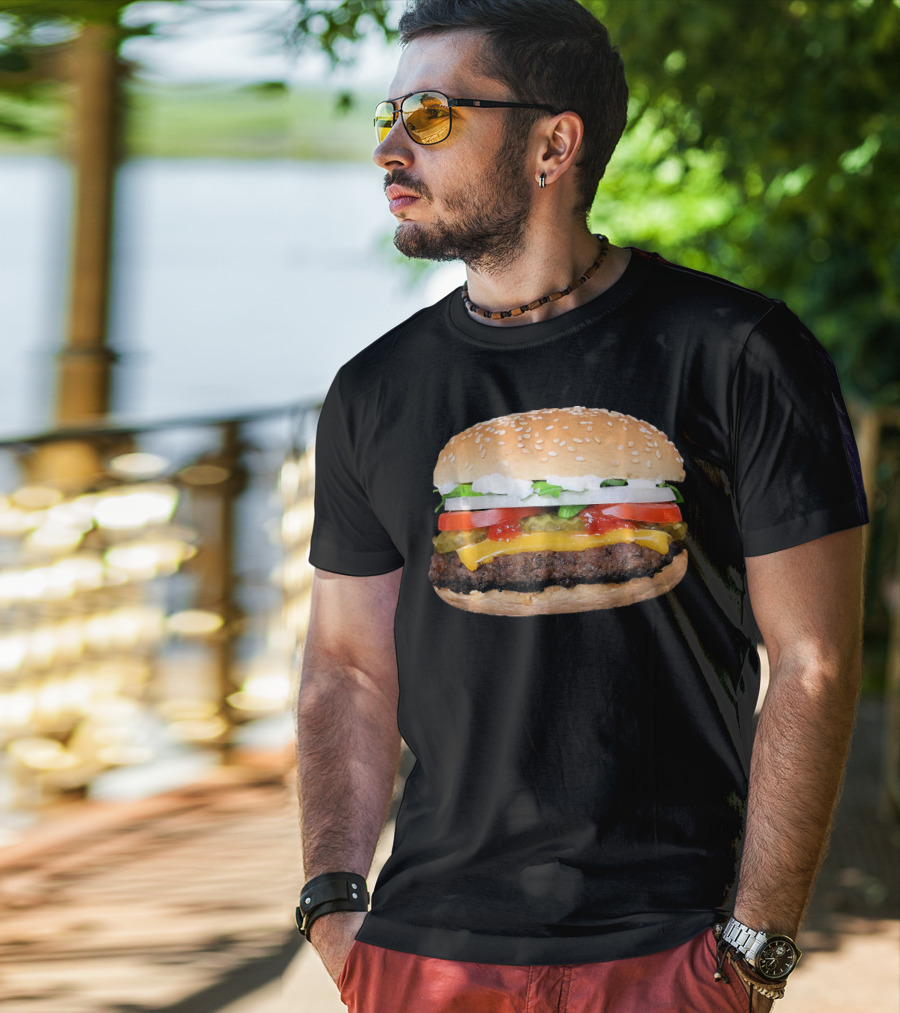 Hamburger Cheeseburger Classic Juicy Sandwich With Cheese And Vegetables T-Shirt