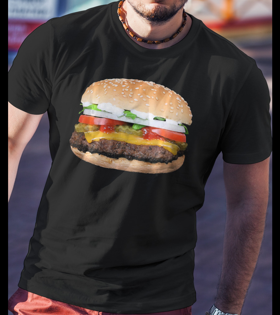 Hamburger Cheeseburger Classic Juicy Sandwich With Cheese And Vegetables T-Shirt