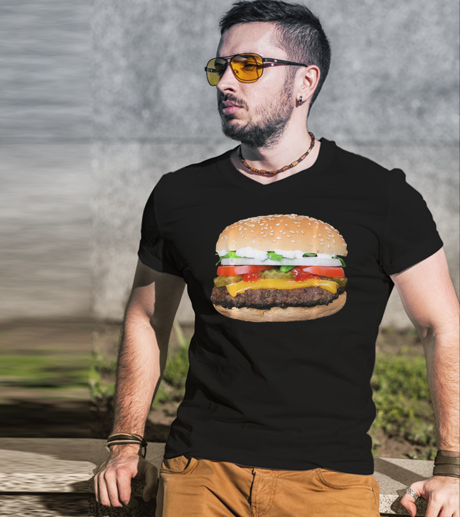 Hamburger Cheeseburger Classic Juicy Sandwich With Cheese And Vegetables T-Shirt