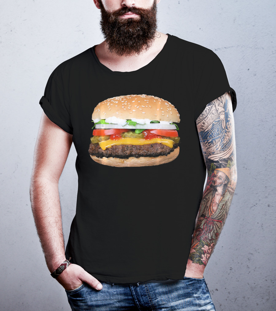 Hamburger Cheeseburger Classic Juicy Sandwich With Cheese And Vegetables T-Shirt