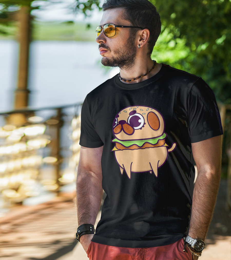 Cute Pug Hamburger Funny Pug Burger Love T-Shirt
